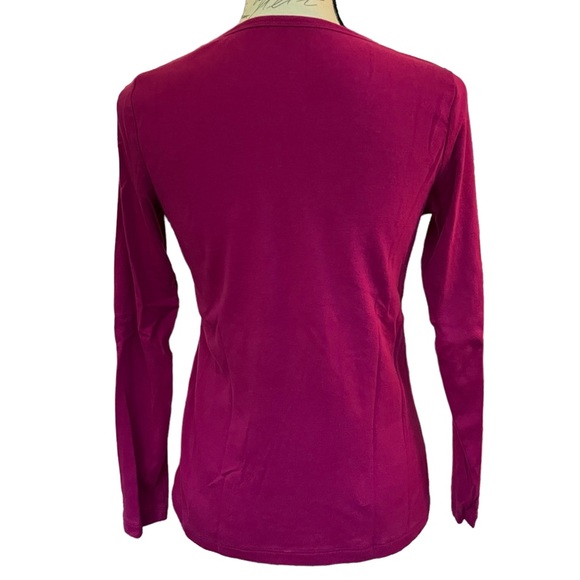 St. John’s Bay Petite Long Sleeve Shirt Soft Stretch Raspberry 100% Cotton EUC - Picture 3 of 9